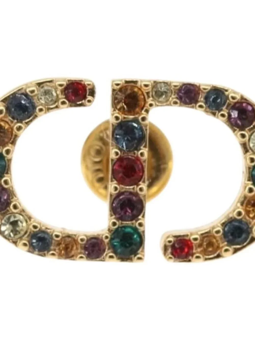 Christian Dior Rhinestone Pierce Earring metal Gold Tone Auth 168258M